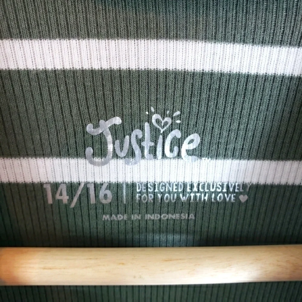 JUSTICE Short Sleeve Ribbed Striped Top Size 14/16